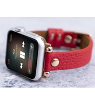 vagave Apple Watch Kadın Deri Kordon Slim 38 40 41mm Kırmızı
