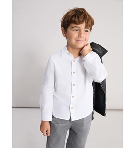 LCW Kids Beyaz Basic Uzun Kollu Erkek Çocuk Gömlek