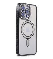iPhone 15 Pro Max Kılıf Joke Simli Magneticsafe Kılıf - Siyah