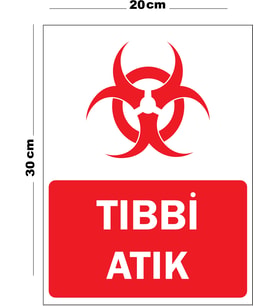 Metal Tıbbi Atık 20cm x 30cm A4 Büyüklüğünde Uyarı Levhası Yönlendirme Tabelası