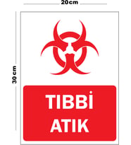 Metal Tıbbi Atık 20cm x 30cm A4 Büyüklüğünde Uyarı Levhası Yönlendirme Tabelası
