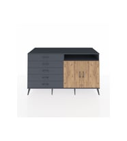 Kronos Konsol 2 Raflı 5 Çekmeceli 2 Kapaklı 176x59x99 Antrasit-Çam/Antrasit