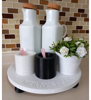 Mermer Desenli Ayaklı Sunumluk 24cm - Kişiye Özel