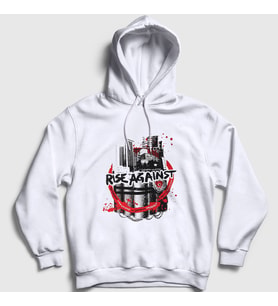 Presmono Unisex Beyaz Live Nations Rise Against Kapüşonlu Sweatshirt 381848tt