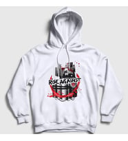 Presmono Unisex Beyaz Live Nations Rise Against Kapüşonlu Sweatshirt 381848tt