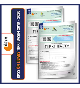 KPSS Ön Lisans 2018-2020 ÖSYM Çıkmış Soru Tıpkı Basım Türkiye Geneli D.Çözümlü D (Beyaz)