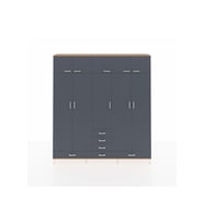 Arges Gardrop 6 Raflı 6 Çekmeceli 4 Askılı 220x30x243 Çam-Antrasit