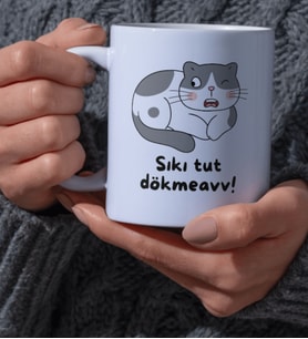 Kupa Bardak Ofis için Sıkı Tut Dökmeavvv Kedi Tasarımlı Eğlenceli Dear Tasarım Beyaz Kupa