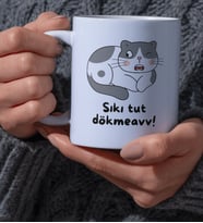 Kupa Bardak Ofis için Sıkı Tut Dökmeavvv Kedi Tasarımlı Eğlenceli Dear Tasarım Beyaz Kupa