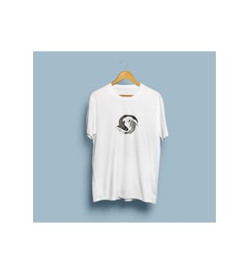 Oversize Yin Yang Balığı Baskılı Unisex T-shirt