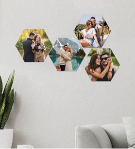 Kişiye Özel 4 Fotoğraflı Altıgen Mdf Tablo