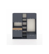 Hyperion Dolap 12 Raflı Tek Çekmeceli 8 Kapaklı 220x44x243 Antrasit-Antrasit/Çam
