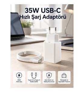 Mey İthalat® 35W USB-C Hızlı Şarj Adaptörü Type-C to C Kablo Seti
