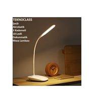 Şarjlı Akrobatik Masa Lambası, 3 Kademeli, 18 Led, Dokunmatik, Beyaz Işık (Krem)