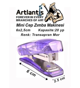 Mini Zımba Makinesi 24/6 Mor Std S3T 1 Adet Cep Zımba Makinası 20 Sayfa Kapasite Öğrenci Okul Büro