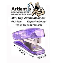 Mini Zımba Makinesi 24/6 Mor Std S3T 1 Adet Cep Zımba Makinası 20 Sayfa Kapasite Öğrenci Okul Büro