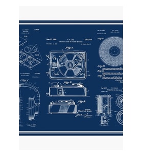 Plak Çalar, Kulaklık, Hoparlör, Vinil, Plan Poster Tablo Ahşap Poster Dekoratif