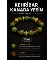 Kehribar Kanada Yeşimi Doğal Taş Bileklik 10 mm Osmanlı Doğal Taş