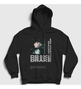 Presmono Unisex Siyah Drake Certified Lover Boy Kapüşonlu Sweatshirt 420450tt
