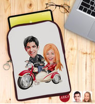 BK Gift Kişiye Özel Sevgililer Karikatürlü Taşınabilir Koruyucu Tablet Kılıfı & Organizer Çanta - Bordo-12