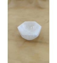 Altıgen Enerji Çanağı Beyaz Selenit Küçük Kase 8cm