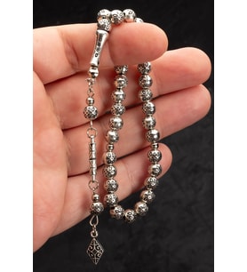 Erkek Hediyelik 7mm Küre Kesim Bilek Boy Metal Tesbih (Gri)