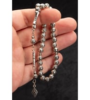Erkek Hediyelik 7mm Küre Kesim Bilek Boy Metal Tesbih (Gri)
