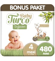 Baby Turco Doğadan Bonus Paket Bebek Bezi 4 Beden 120x4 480 Adet