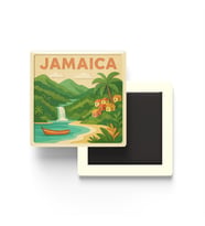 Jamaika - Jamaica - Paper Cut Art - Baskılı Buzdolap Magneti Kare - 9x9 cm
