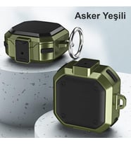 Samsung Galaxy Buds 2 Pro için Kılıf Darbeye Dayanıklı Sert Koruyucu + Askılık Asker Yeşili [Buds 2 Pro ile Uyumlu Kılıf - Asker Yeşili]