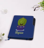 BK Gift Kişiye Özel Kaktüs Tasarımlı Lacivert Termo Deri Defter-10