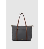 Velie Paraşüt Kumaş Şeritli Shopper Çanta Taba