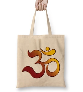 Golden Om Ohm Aum Symbol Bez Çanta Uzun Saplı