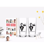BK Gift Kişiye Özel Renkli Baskılı Godfather Baba Tasarımlı İkili Rakı Bardağı ve Rakı Cep Kitabı Hediye Seti-6 (Model 1)