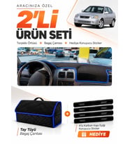 HYUNDAİ ACCENT ADMİRE-MİLENİUM (2000-2006) Uyumlu Torpido Örtüsü + Tay Tüyü Çanta Seti - Siyah Mavi