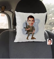 BK Gift Kişiye Özel Uzman Çavuş Karikatürlü Kare Araç Koltuk Yastığı-1