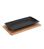 Lava Döküm Dikdörtgen Servis Tabağı ve Kayın Servis Ahşabı. Ölçü 30x15cm.