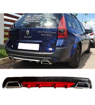 Renault Megane 2 SW Kırmızı Difüzör Çiftli Kare Egzoz Görünümlü D Tip Difizör 2002 - 2009