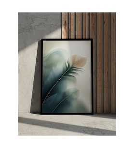 Tablo  Ahşap Çerçeveli Tablo  Çerçeveli Poster  Puslu Yaprak, Çiçek Temalı Tablo, Soyut Tablo
