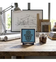 Mistik Hamsa Silüetli Dekoratif Parça, Çalışma Masanız İçin Modern Aksesuar 10x10 cm