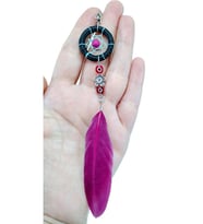Mor Tüylü Düş Kapanı Araba Dikiz Ayna Süsü, Kırmızı Nazar Boncuklu Dreamcatcher Yeni Araba Hediyesi