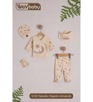 VavBaby Organik Hastane Çıkışı 5’li Uyuyan Ayı- Ekru