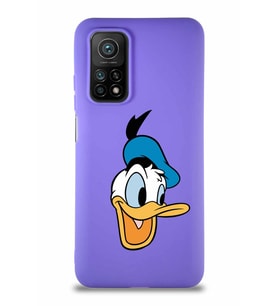 Xiaomi Mi 10T Pro Soft Premier Kapak Donald Duck-A Tasarımlı Silikon Kılıf - Mor (Şeffaf)