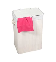Adore Mobilya Handy Mate Bambu Çamaşır Sepeti-Beyaz 40x60x31 cm (GxYxD)
