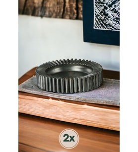 Şık Gümüş Eskitme Küllük ve Kül Tablası, 2'li Set