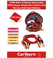 %100 Bakır 0.50mm Kalın Kablo 1200 Amper Güçlü Oto 2 Metre Akü Takviye Hızlı Şarj Kablosu Uyumlu