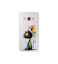 Samsung Galaxy A3 ile Uyumlu Splash Kedi Tasarımlı Şeffaf Silikon Kılıf