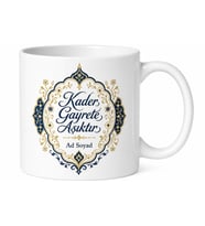 Kader Gayrete Aşıktır Motifli Geleneksel Motivasyon Çay Kupası Hediye Bardak