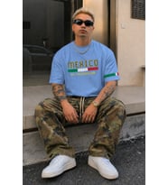 Erkek Regular Baskılı Tişört Mexico Yazılı %100 Pamuk Rahat Kesim T-Shirt
