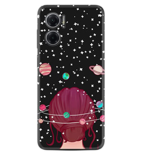 Xiaomi Redmi Note 11E Kılıf Resimli Desenli Baskılı Silikon Space Woman 1311